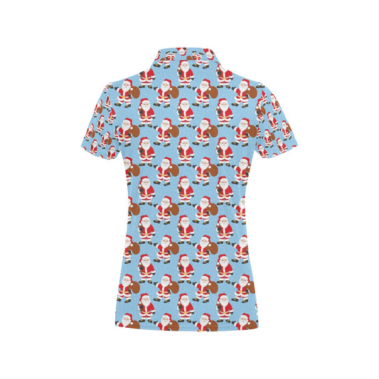 Santa Christmas Themed Print Design LKS305 Women's Polo Shirt