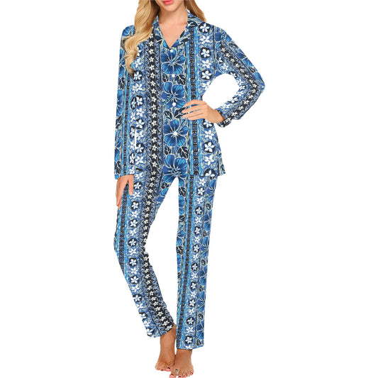 Hawaiian Themed Pattern Print Design H012 Women's Long Pajama Set