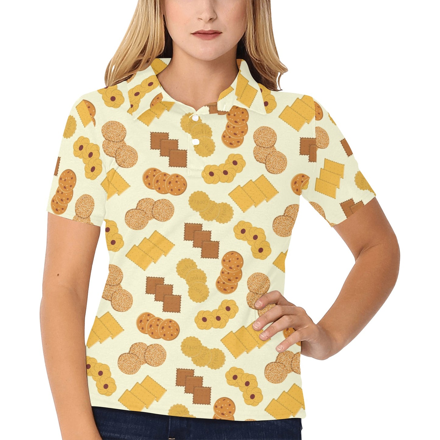 Cookie Pattern Print Design 06 Women's Polo Shirt