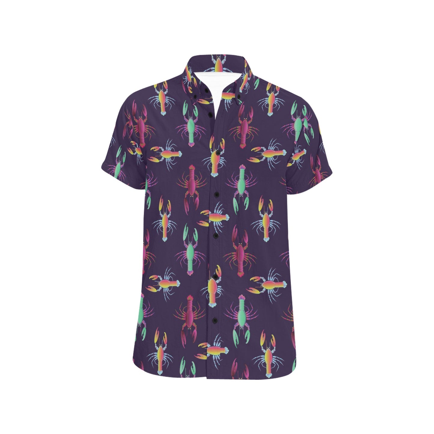 Lobster Print Design LKS402 Men Short Sleeve Button Up Shirt