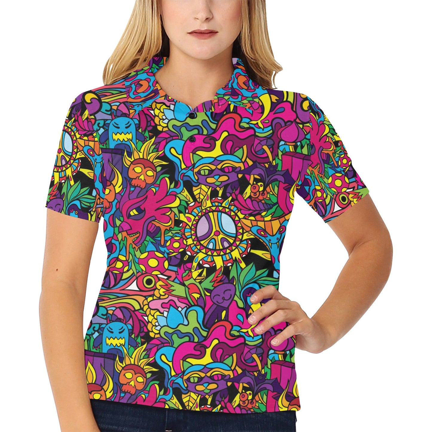 Trippy Print Design LKS304 Women's Polo Shirt
