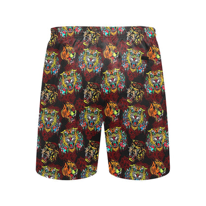 Tattoo Tiger Colorful Design Men's Swim Trunks Beach Shorts