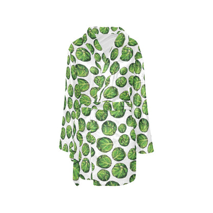 Brussels Sprouts Pattern Print Design 02 Women's Fleece Robe