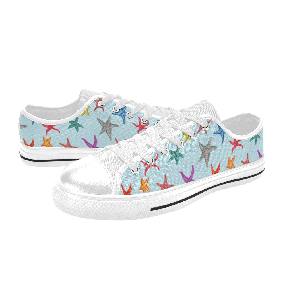 Starfish Print Design LKS402 Women's White Low Top Shoes