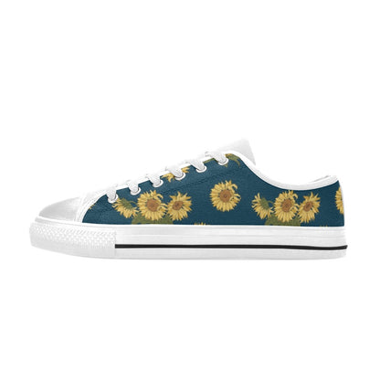 Sunflower Print Design LKS305 Women's White Low Top Shoes