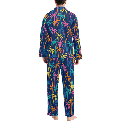 Palm Tree Pattern Print Design PT013 Men's Long Pajama Set