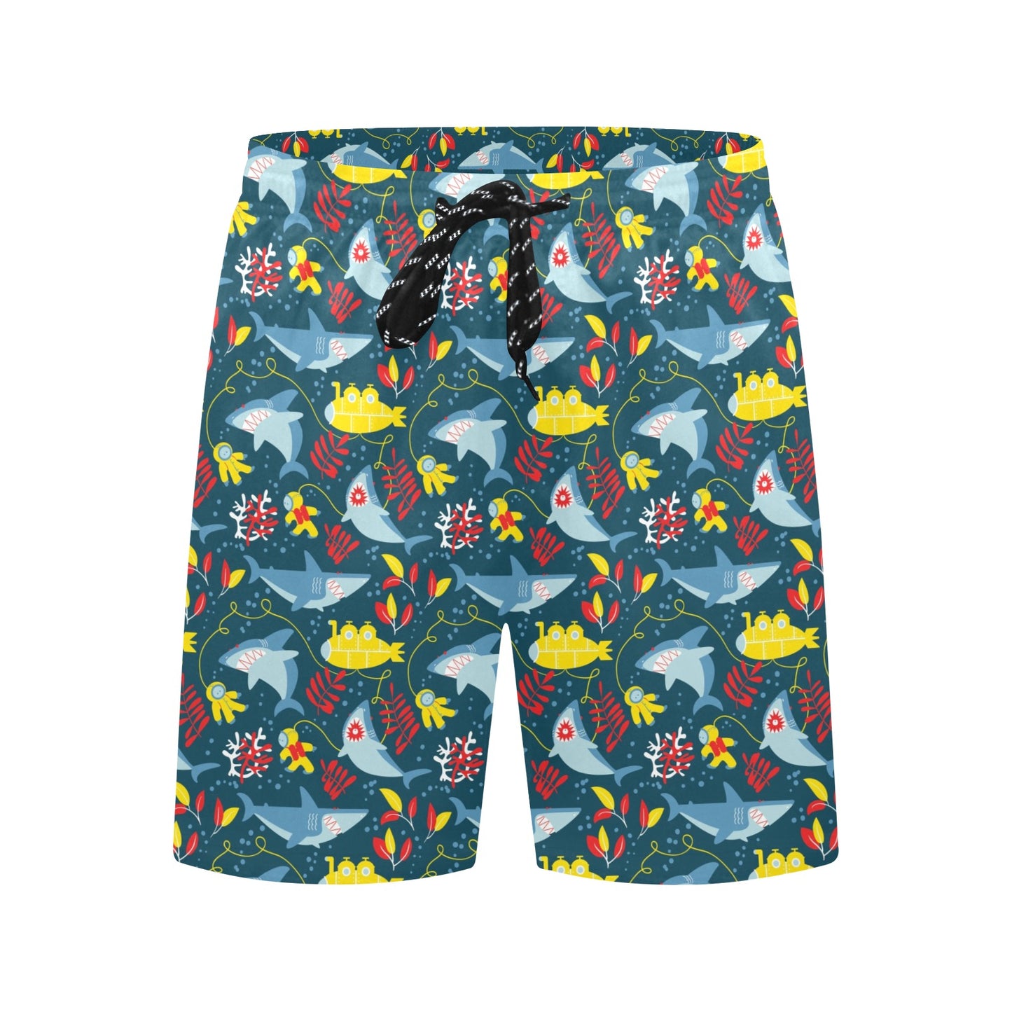 Scuba With Sharks Print Design LKS303 Men's Swim Trunks Beach Shorts
