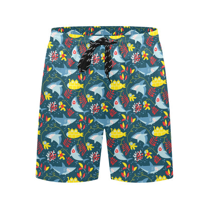 Scuba With Sharks Print Design LKS303 Men's Swim Trunks Beach Shorts