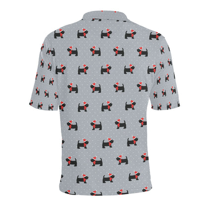 Scottish Christmas Themed Terriers Print Design LKS3018 Men Polo Shirt