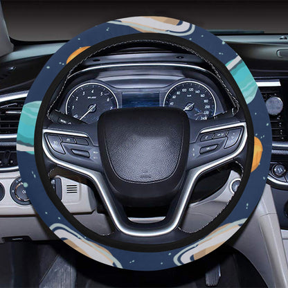 Planet With Star Print Design LKS303 Steering Wheel Cover with Elastic Edge