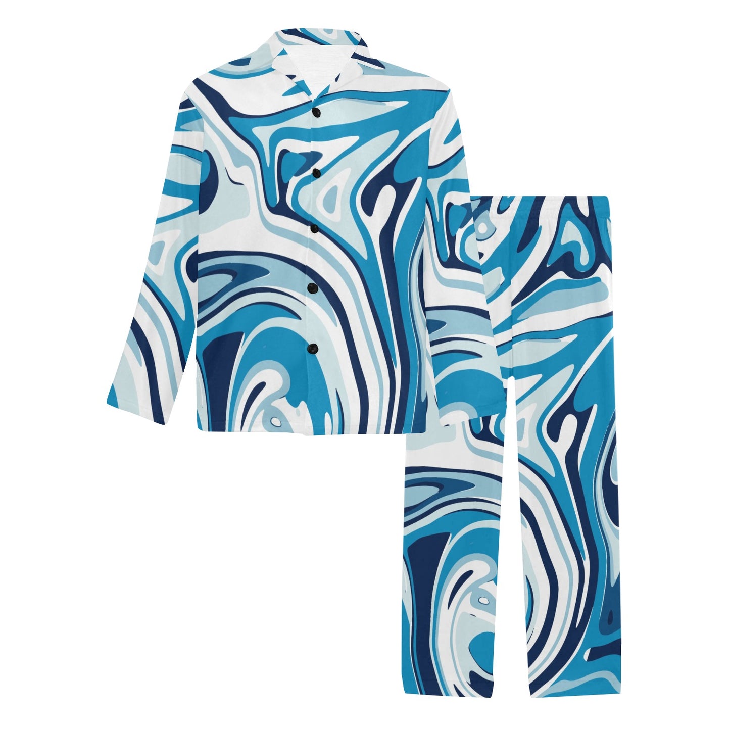 Liquid Pattern Print Design 05 Men's Long Pajama Set