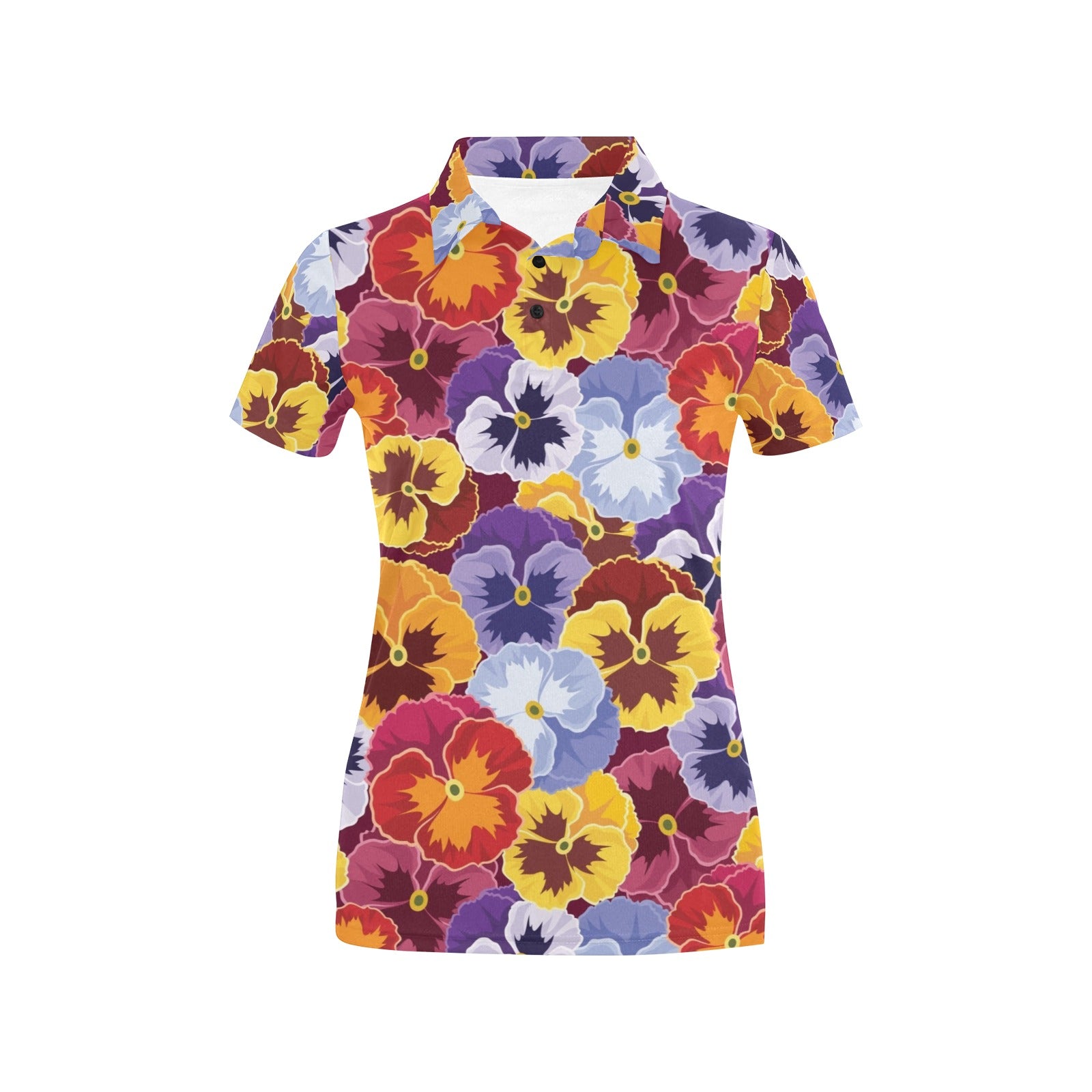 Pansy Pattern Print Design PS01 Women's Polo Shirt