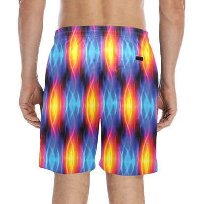 Flame Fire Blue Design Print Men's Swim Trunks Beach Shorts
