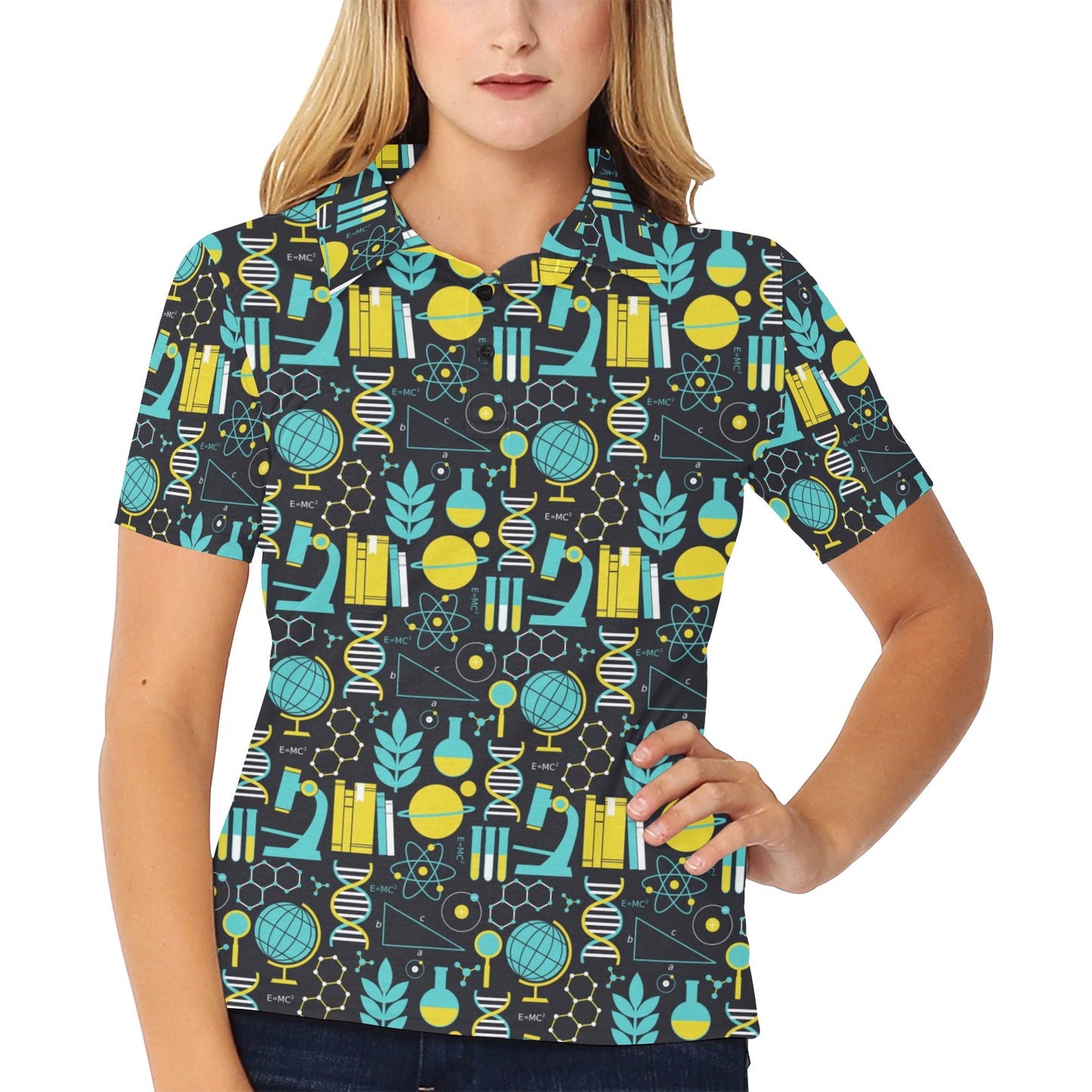Science Print Design LKS301 Women's Polo Shirt