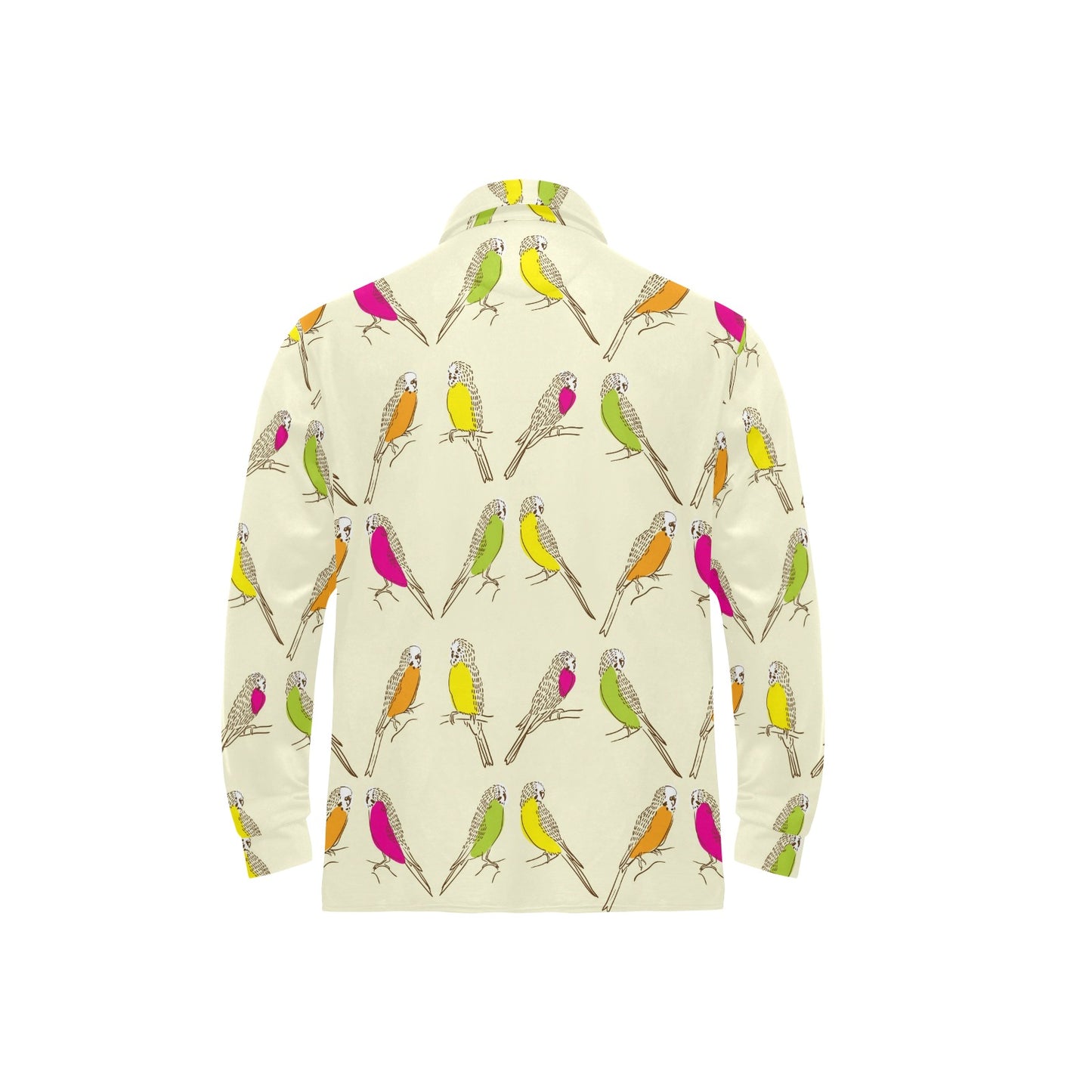 Parakeet Pattern Print Design A01 Long Sleeve Polo Shirt For Men's