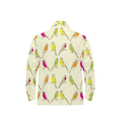 Parakeet Pattern Print Design A01 Long Sleeve Polo Shirt For Men's