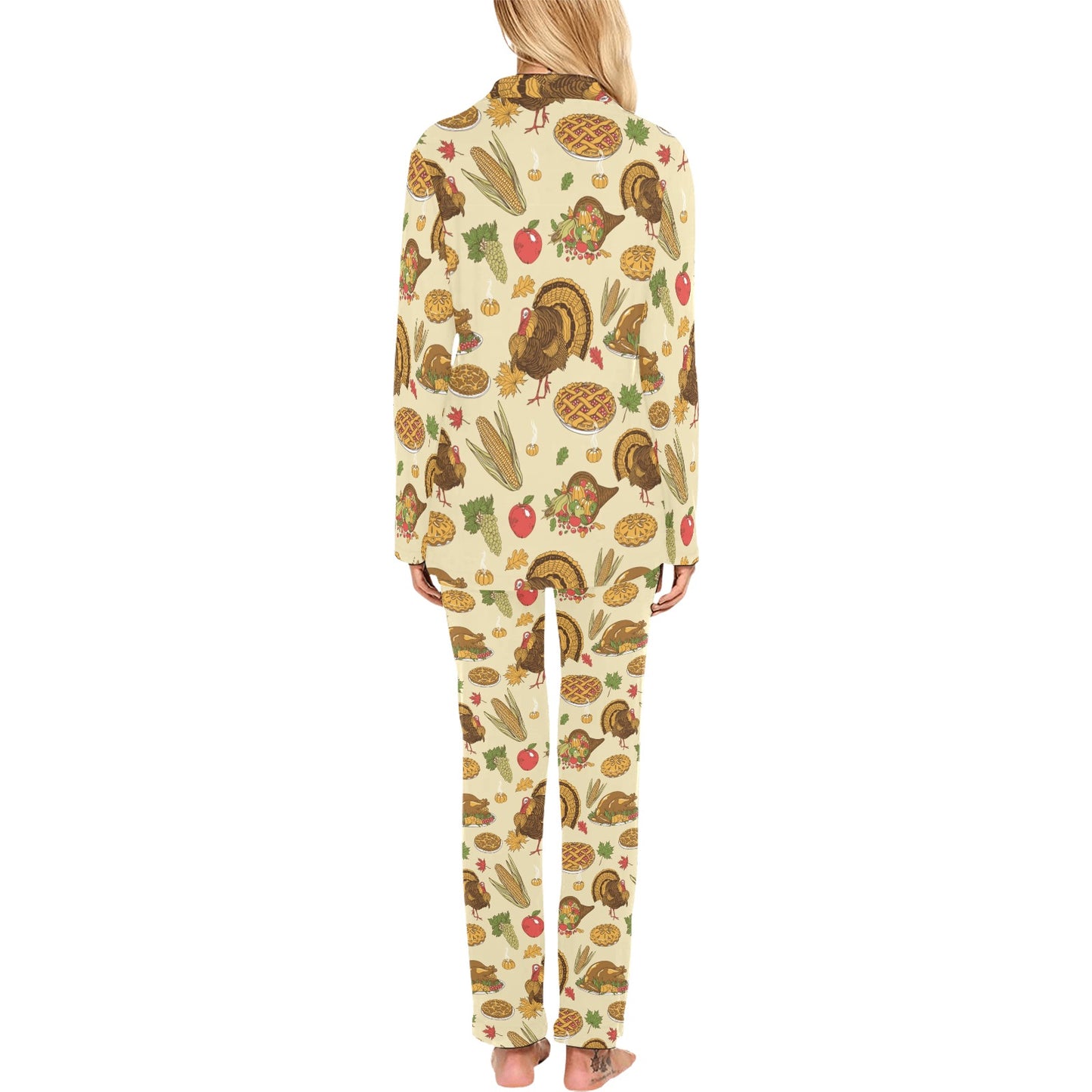Turkey Pattern Print Design 02 Women's Long Pajama Set