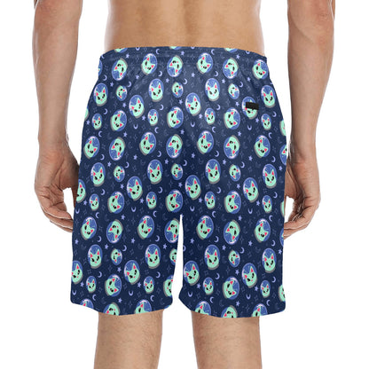 Alien Cat Men's Swim Trunks Beach Shorts