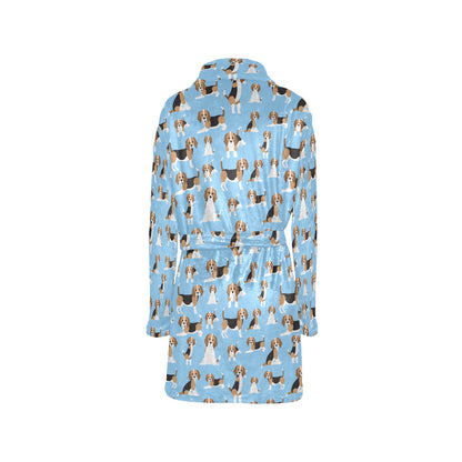 Beagle Pattern Print Design 03 Women's Fleece Robe
