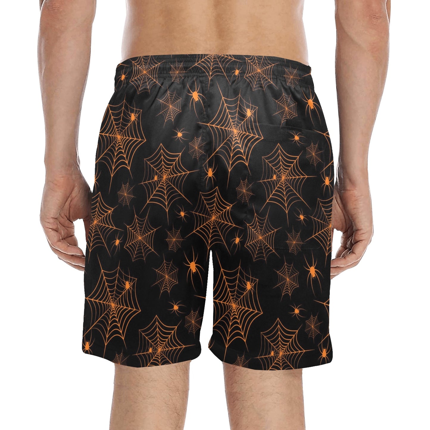 Spider Web Print Design LKS306 Men's Swim Trunks Beach Shorts