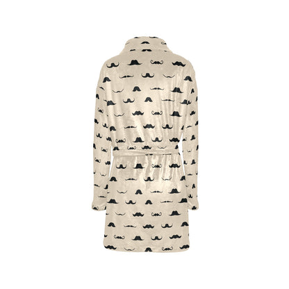 Mustache Pattern Print Design A03 Women's Fleece Robe