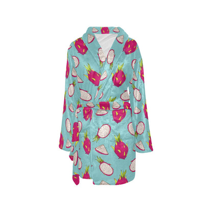 Dragonfruit Pattern Print Design DF01 Women's Fleece Robe