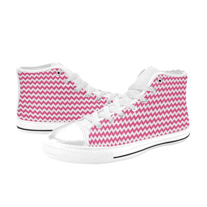 Chevron Print Design LKS402 Men's High Top Canvas Shoes