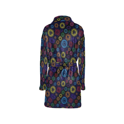 Chakra Colorful Print Pattern Women's Fleece Robe