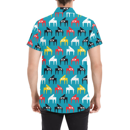 Piano Print Design LKS403 Men Short Sleeve Button Up Shirt