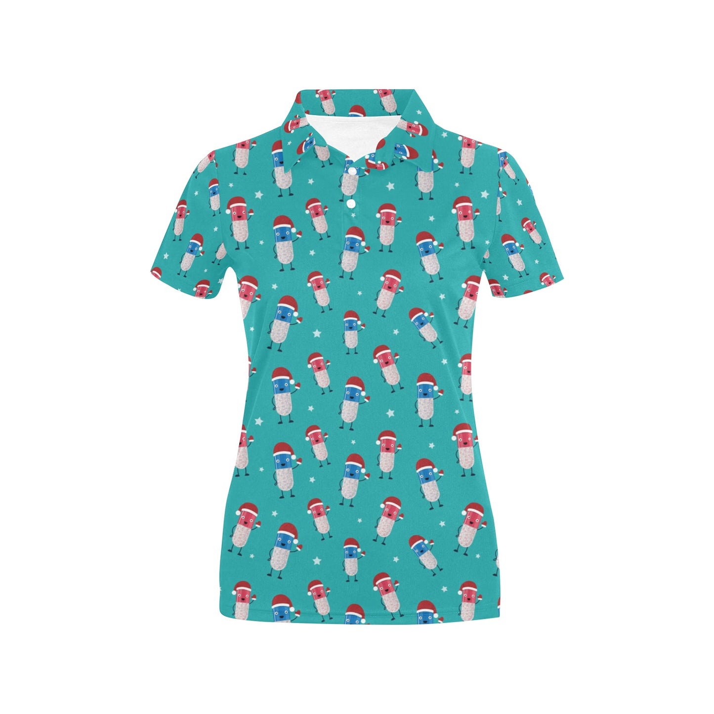 Pill Pattern Print Design A03 Women's Polo Shirt