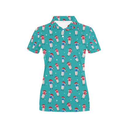 Pill Pattern Print Design A03 Women's Polo Shirt