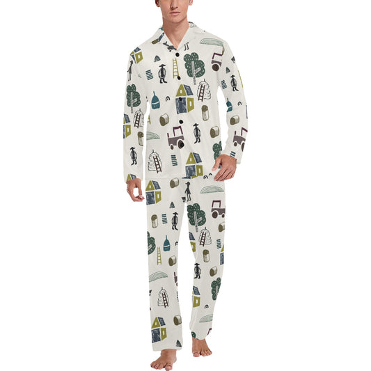Agricultural Farm Print Design 01 Men's Long Pajama Set