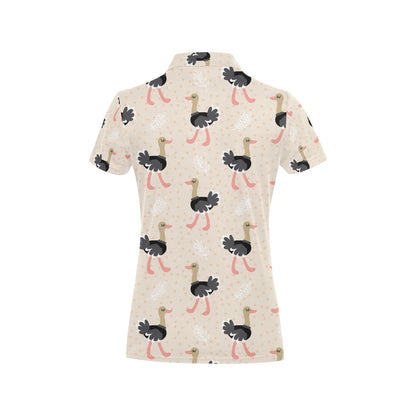 Ostrich Pattern Print Design 02 Women's Polo Shirt