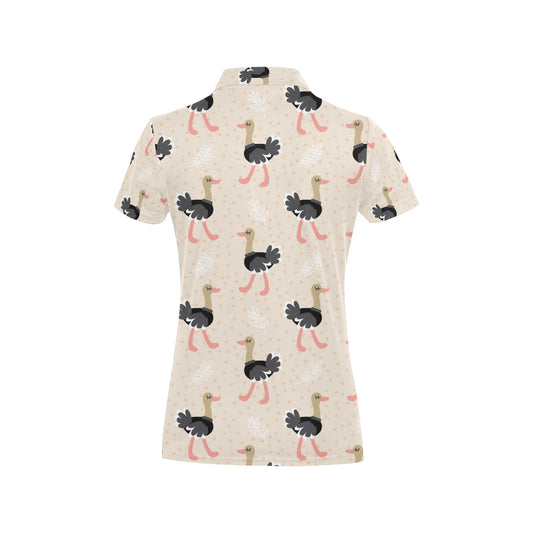 Ostrich Pattern Print Design 02 Women's Polo Shirt