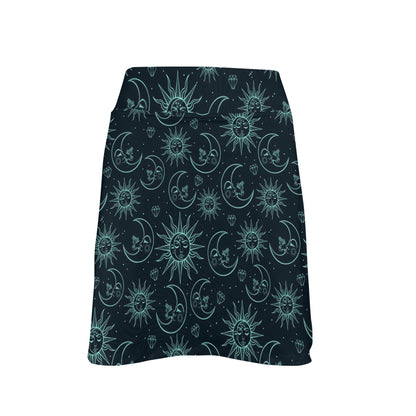 Sun Moon Magic Design Themed Print 17" Golf & Pickleball Skort with Pockets