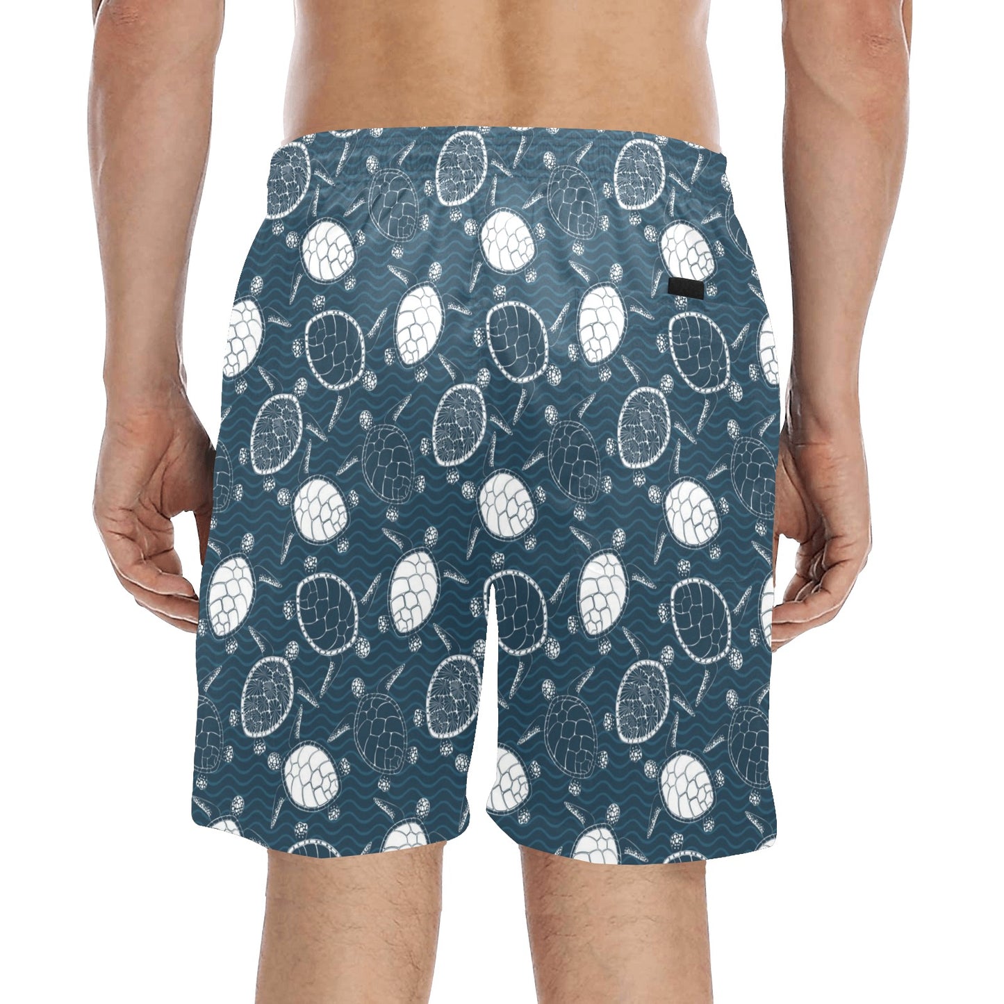 Sea Turtle Print Design LKS3015 Men's Swim Trunks Beach Shorts