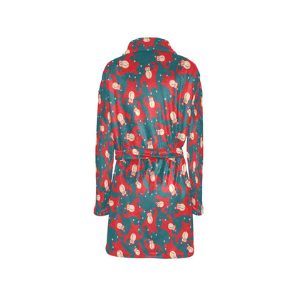Chimpanzee Pattern Print Design 04 Women's Fleece Robe