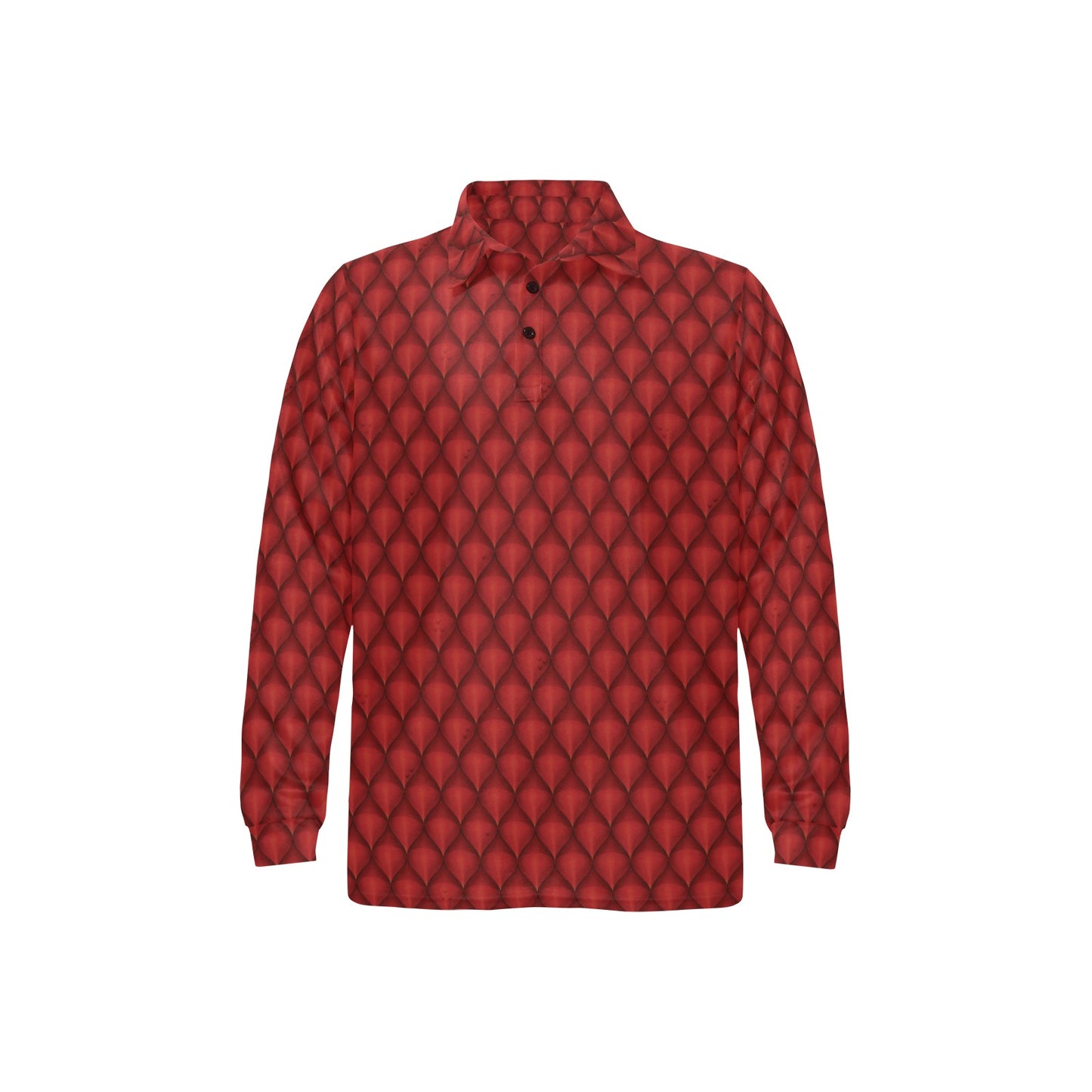 Dragons Red Skin Texture Long Sleeve Polo Shirt For Men's