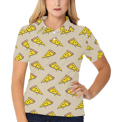 Pizza Pattern Print Design A04 Women's Polo Shirt