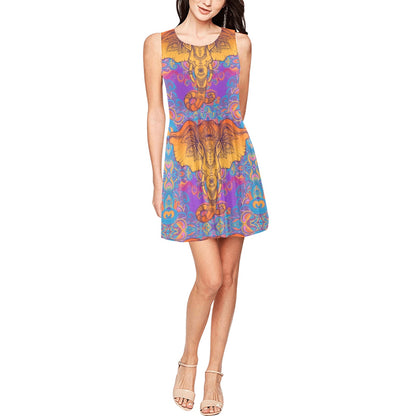Gold Elephant Indian Sleeveless Dress