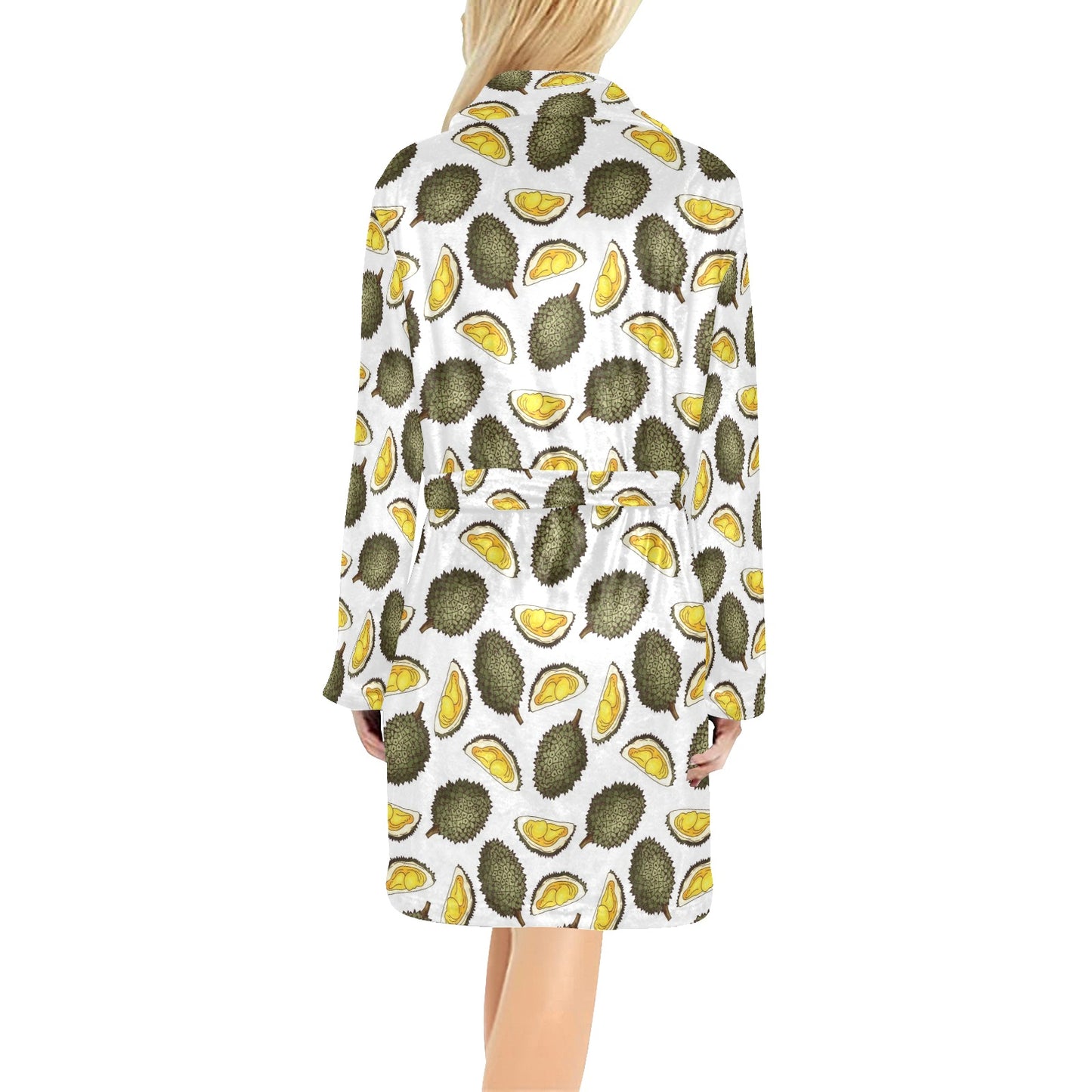 Durian Pattern Print Design DR03 Women's Fleece Robe