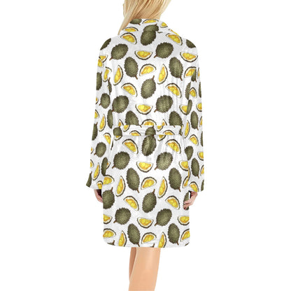 Durian Pattern Print Design DR03 Women's Fleece Robe