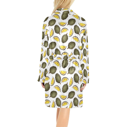 Durian Pattern Print Design DR03 Women's Fleece Robe