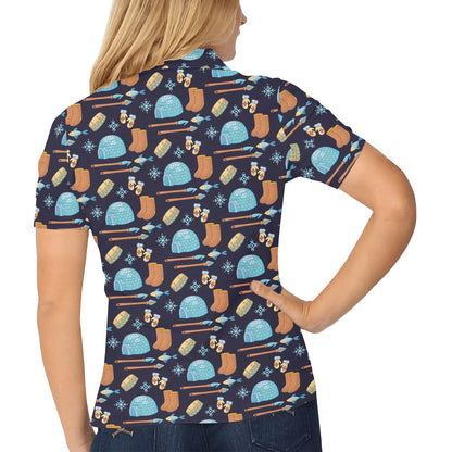 Eskimo Pattern Print Design 02 Women's Polo Shirt