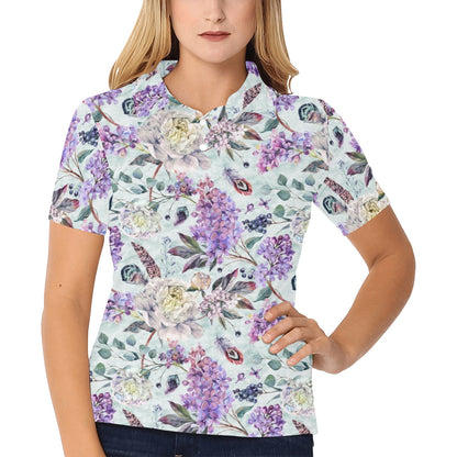 Lilac Pattern Print Design LI06 Women's Polo Shirt