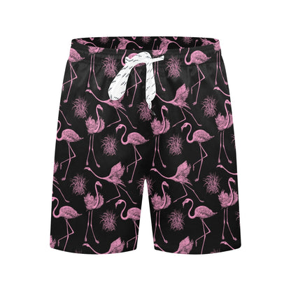 Flamingo Pink Print Pattern Men's Swim Trunks Beach Shorts