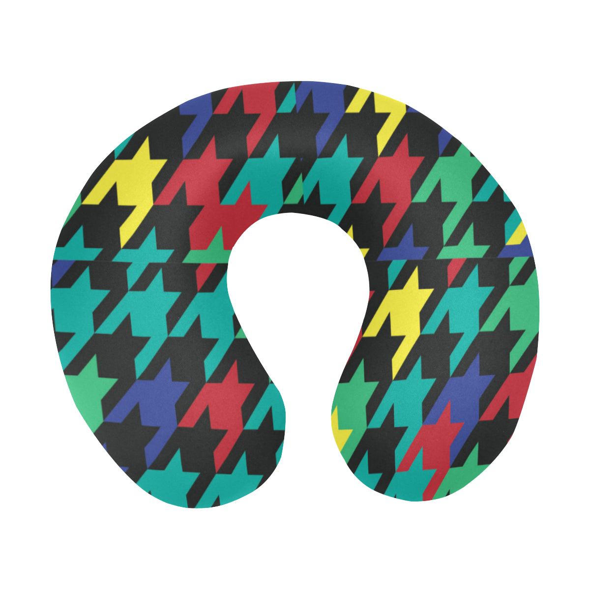 Houndstooth Colorful Pattern Print Design 02 U-Shaped Travel Neck Pillow