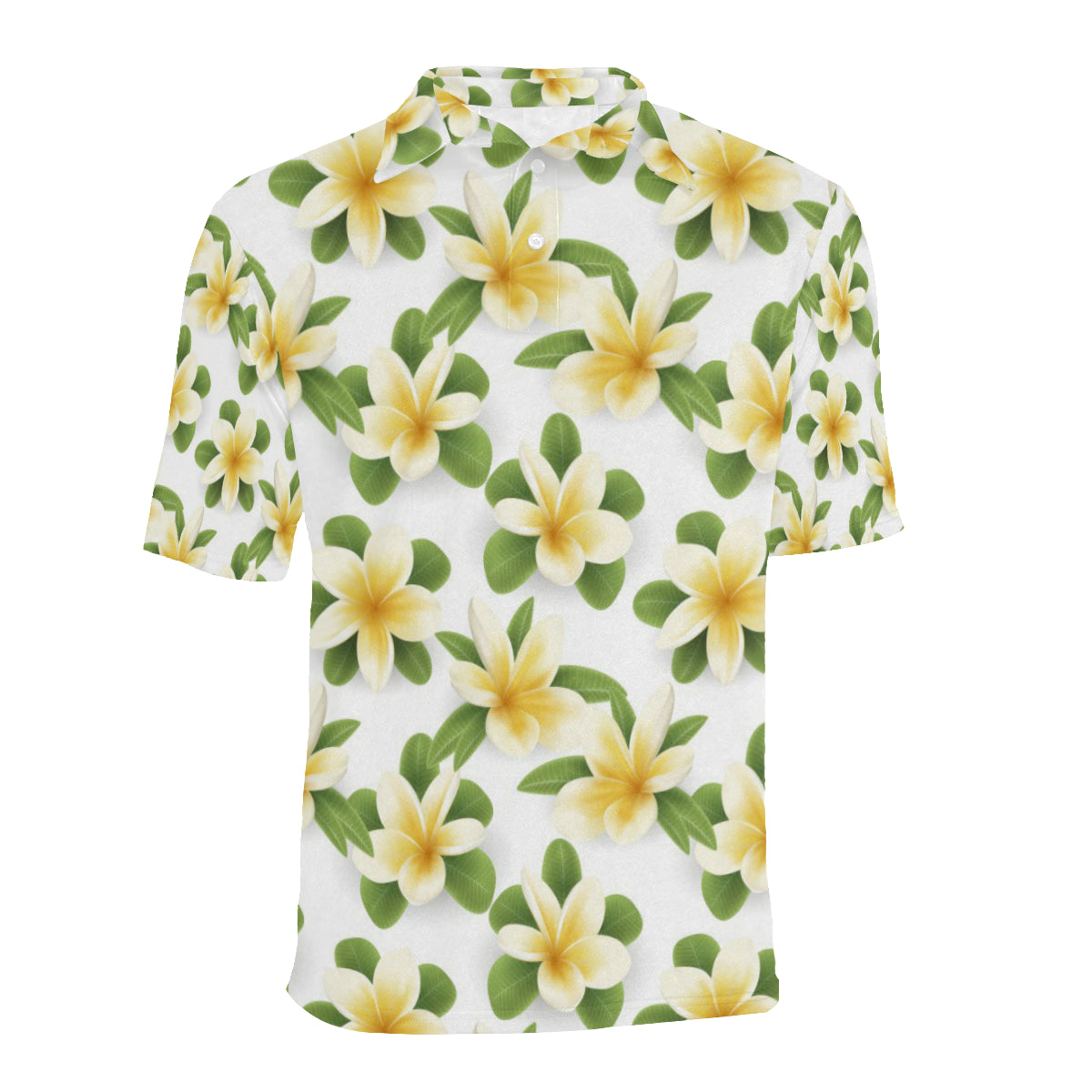 Yellow Plumeria Pattern Print Design PM012 Men Polo Shirt