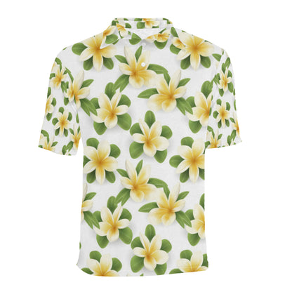 Yellow Plumeria Pattern Print Design PM012 Men Polo Shirt