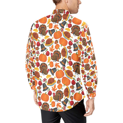 Thanksgiving Print Design LKS304 Men's Long Sleeve Dress Shirt